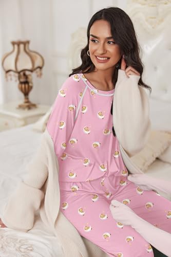 Image of Ekouaer Pajamas Set for Women Soft Comfy Pjs Sets Long Sleeve Sleepwear Loungewear S-XXL