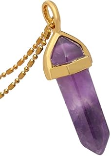 Nupuyai Protection Crystal Point Pendant Necklace for Women Men, Hexagonal Energy Healing Stone Pendant with Chain