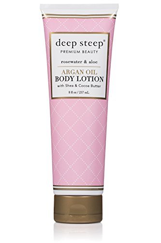 Deep Steep Argan Oil Body Lotion, 8 Ounce (Rosewater Aloe)