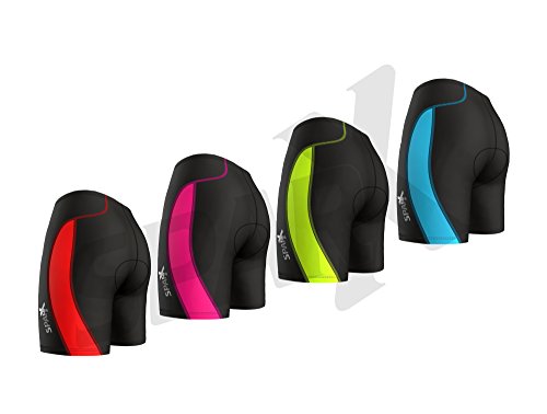 Sparx Women's Triathlon Short Active Tri Shorts Bike Swim Run (Black/Red, 2XL)