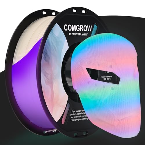 Image of Comgrow 3D Printer Glow in The Dark Filament Gradient Multicolor Fast Change PLA 1kg (2.2 lbs) Spool 3D Printing Materials, Dimensional Accuracy + /- 0.03 mm, 1.75 mm, Glow Multicolored