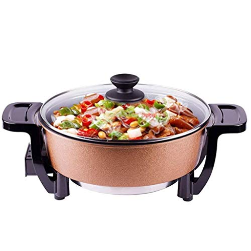 OQHAIR Sartén eléctrica con Cubierta de Vidrio, para Pizza, bistec, Desayuno y más, sartén eléctrica Antiadherente Sartén eléctrica Familia de cocción Uniforme