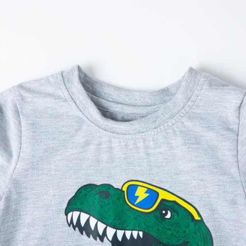 Image of HILEELANG Toddler Boy Summer Outfit Set 2 Piece Short Sleeve T Shirt and Short Soft Breathable Cotton Clothing Sets 2-7T