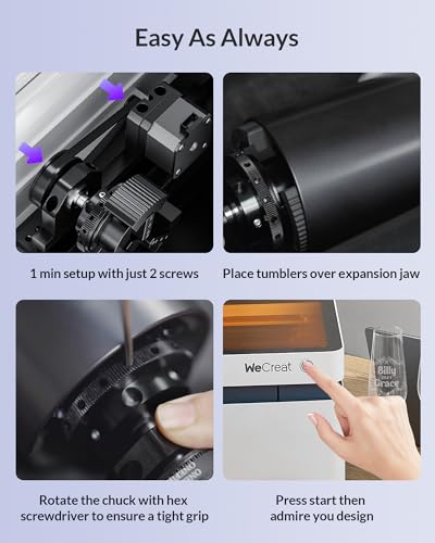 Image of WECREAT Vision Rotary Pro, for Vision Series & Vision Pro Laser Engraver and Cutter Machine, Rotary Roller for Engraving Cylindrical Objects, Wine Glass, Tumblers, Jewelry Ring, Engravers Accessory