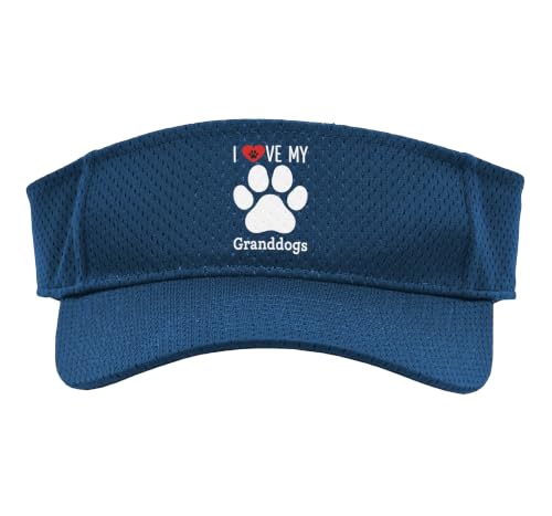 Grandparent I Love My Granddogs Paw Mark Dog Grandma Dog Gr Sport Sun Visor, Adult, One Size, Navy