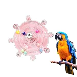 MANON ROSA Bird Toys for Parrots – Spinning Wheel Chew Toy with Rotating Plastic Spinner, Enrichment Puzzle Cage Activity for Parakeets, Conures & Cockatiels