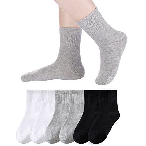 Image of Eyean Kids Athletic Crew Socks Boys Girls Cotton School Uniform Casual Basic Socks 6 Pairs