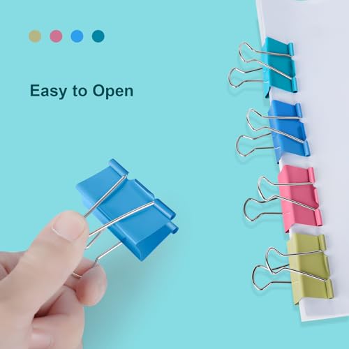 Image of Ufmarine Large Binder Clips 1.6 inch Length, (40 Pcs) Colorful Paper Clips Large for Office