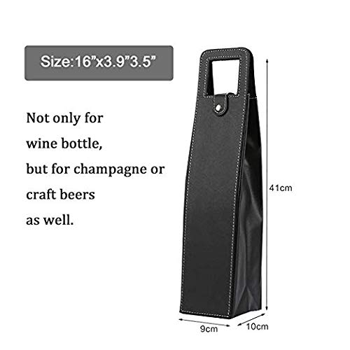 Codohi Resuable Leather Wine Tote Bag(2 Packs)- Wine/Champagne/Beer Gift Bags Carrier For Valentine's Day Christmas Holiday-Black #TOP1