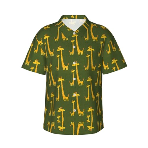 Chemise hawaïenne imprimée girafe homme vêtement été à manches courtes décontracté