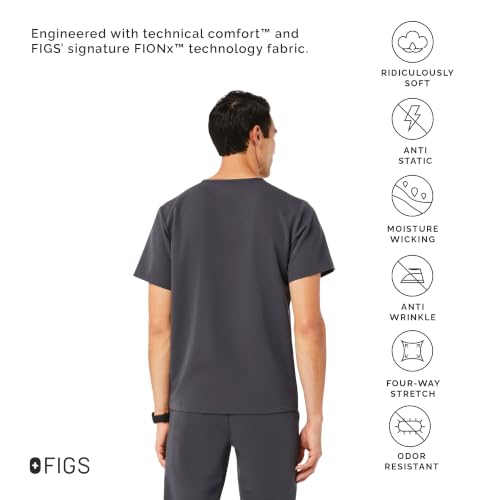 Image of FIGS Chisec Scrub Top for Men | 3 Pockets, Tailored Fit, Squared V-Neck, 4-Way Stretch, Moisture-Wicking
