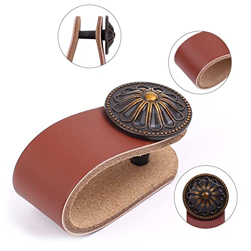 10 Pezzi Pomello in Pelle Maniglia in Pelle