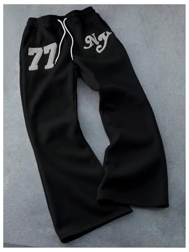 Verdusa Men Baggy Sweatpants Wide Leg Flared Pants with Pocket Streewear Going Out4