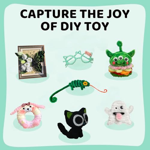 Midslinee 200 Stück 8mm Pfeifenreiniger Weiß, Lang 30 cm X 8mm Pipe Cleaner Basteln für DIY Handwerksprojekte, Mit Beweglichen Augenaufklebern und Fellkugel (Brown)