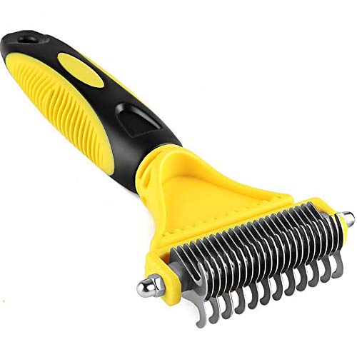 WXQKD Pet Carding Machine,Pet Grooming Tool, 2 Sided Undercoat Rake for Cats & Dogs,Safe Dematting Comb for Easy Mats & Tangles Removing, No More Nasty Shedding and Flying Hair