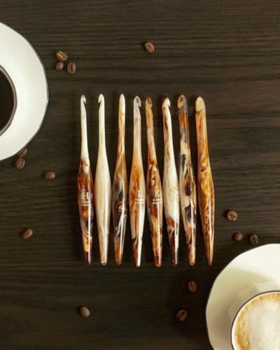 Image of Furls Crochet Hook, Limited Edition Latte Streamline Resin, Ergonomic Handle Crochet Hooks 7 inch (Latte, I - 5.50MM)