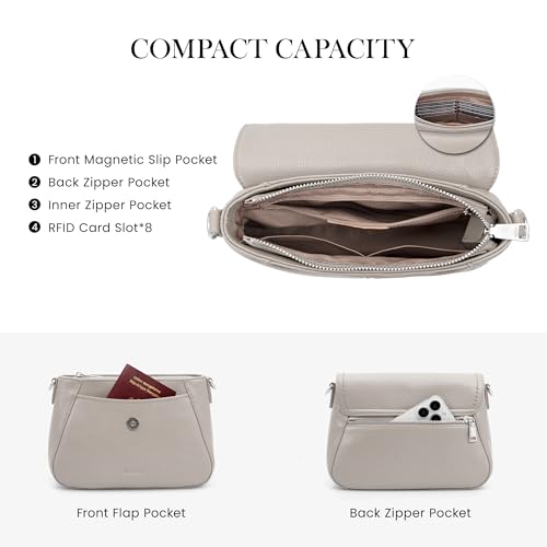 Image of befen Genuine Leather Saddle Crossbody Bags for Women with RFID Blocking, Small Flap Cross Body Purse Hangbags