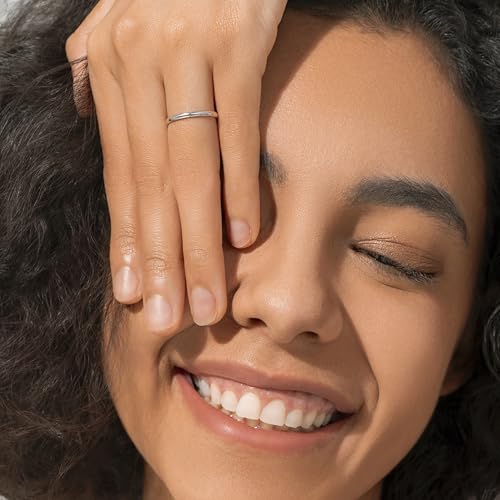 Image of BORUO 925 Sterling Silver Ring| 14K Gold Plated Waterproof Stacking Rings| Plain Dome Tarnish Resistant Comfort Fit Wedding Band Gifts for Special Occasions 1.5mm 2mm 3mm Band Size 4-12