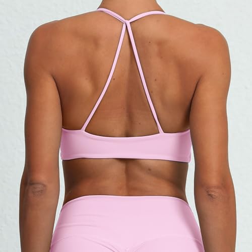 Image of ABOCIW Sports Bras for Women Twist Criss-Cross Back Padded Workout Tank Tops Low Impact Gym Yoga Bra