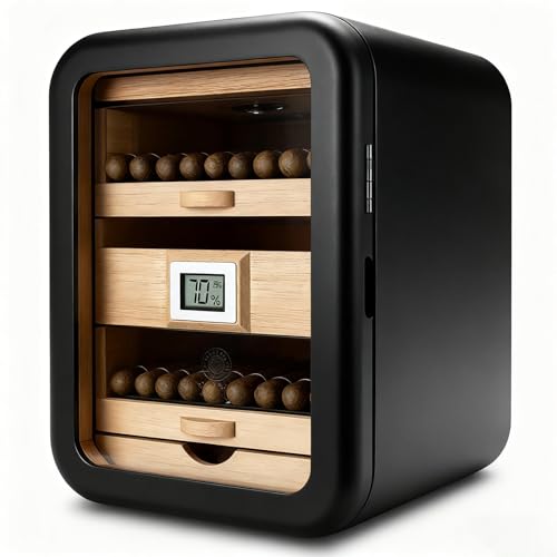 Armoire humidor en bois de cèdre naturel pour 110 cigares avec hygromètre intégré