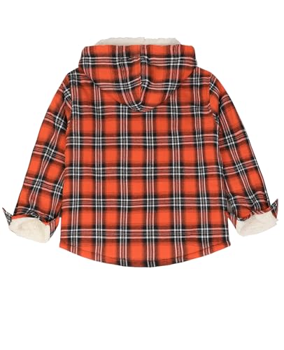 Image of ZENTHACE Boys Sherpa Fleece Lined Flannel Plaid Button Down Shirt Jacket,Hooded Flannel Shirt with Hand Pockets