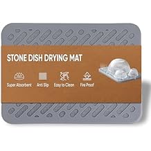 Better Houseware Stone Drying Mat for Kitchen Counter Diatomaceous Earth Dish Drying Mat Self Absorbing Kitchen Mat with Non-Slip Silicone Cover, Super Absorbent Stone Dish Drying Mat