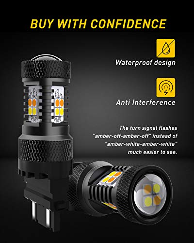 Image of AUXITO 3157 Switchback LED Turn Signal Bulbs, 3157 LED Bulb White and Amber Dual Color 3057 3457 4157 LED Bulbs with 3030 Chipsets for Turn Signal Lights Parking Lights Tail Lights, (Pack of 2)