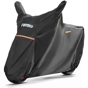 Favoto Motorcycle Cover Waterproof Outdoor - With Mirror Pockets Cover All Weather Sun Rain Protection Windproof With Storage Bag Motorbike Cover, 86.6 X 41 X 50 Inches 8 418r8fvb1sl. sl500 . ss300