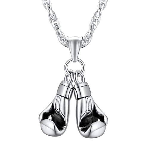 FaithHeart Sports Necklace for Men Women, Stainless Steel Gold Plated 3D Football/Soccer/Basketball/Volleyball Pendant Jewelry with Delicate Gift Packaging 01. Rugby Football-Black