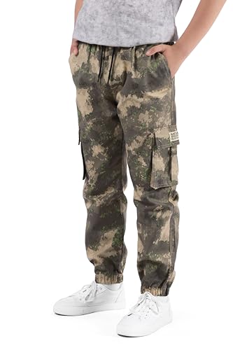 NATUST Pantalon Cargo Garçon Jogging Taille Élastiquée Pantalons Ado Camouflage Jaune 13-14 Ans (Taille du Fabricant : 170)