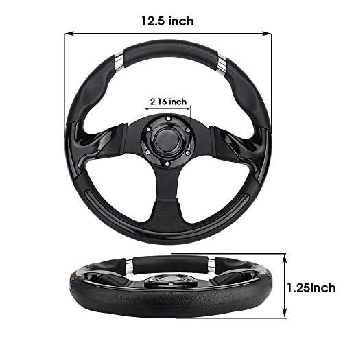 image for Spaorcco Black Chrome Golf Cart Steering Wheel for Club Car DS and Pre