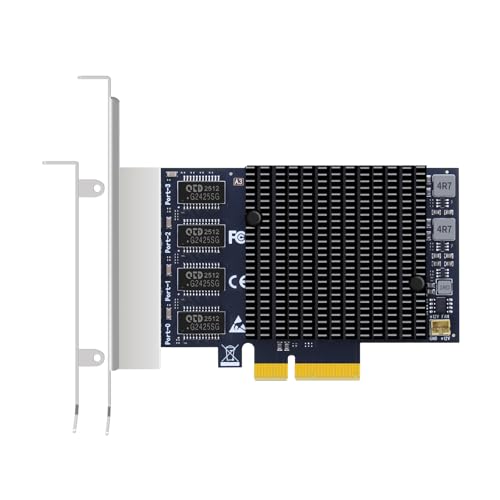 Tarjeta de Red GLOTRENDS LE8245(A3) de 2,5 Gb con 4 puertos RJ45, NIC Ethernet interna para PC, interfaz PCIe x4 (ancho de banda PCIe 3.0 x2) miniatura 1