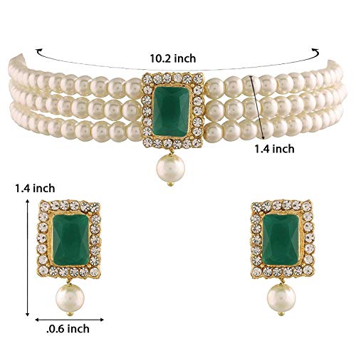 I Jewels Indian Wedding Bollywood Stone Pearl Choker Necklace With Earring Jewellery Set For Women4