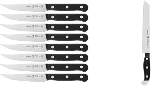 HENCKELS Solution - Juego de 8 cuchillos para carne, diseño alemán informado por más de 100 años de maestría, juego de regalo y cuchillo de pan