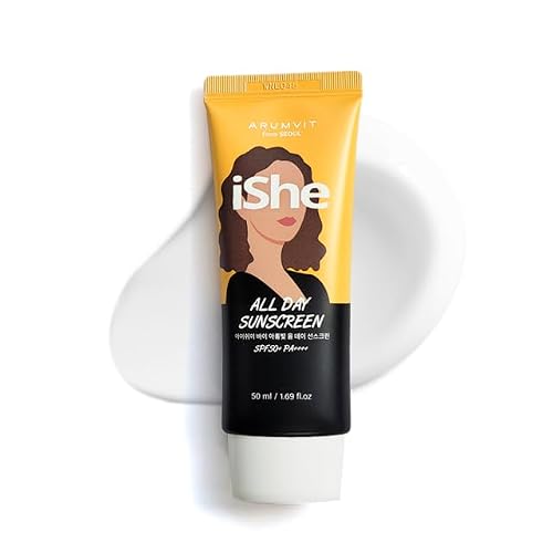 iShe by Arumvit SPF50+ PA All Day Sunscreen - Lightweight Korean Sunscreen - Broad Spectrum UVA/UVB Protection, No White Cast, Daily Hydrating Sun Care - Korean Skin Care (50ml / 1.69 fl. oz.)