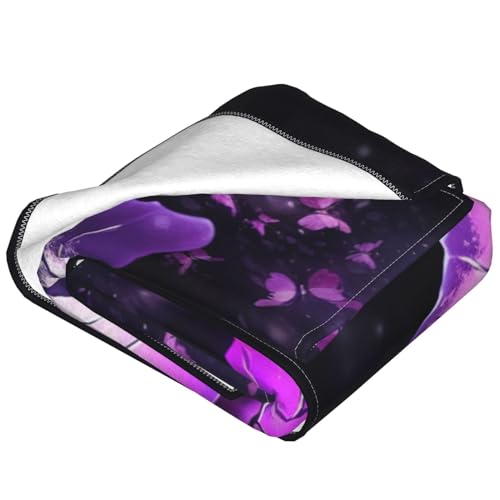 Couverture polaire papillon violet pour des instants de douceur et réconfort