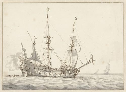 Tableau Hollands Oorlogsschip par Abraham Storck - Impression Vintage sur Toile 60x90cm