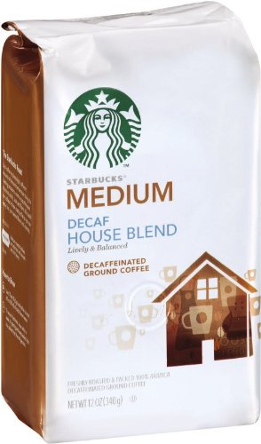Starbucks Decaf Ground Coffee, House Blend, Medium Roast, Decaffeinated Ground 100% Arabica Coffee, FlavorLock Packaging, 12-Ounce Bag (Pack of 3 Bags)