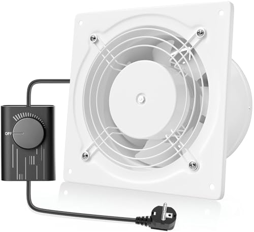 HG Power Extractor de Baño 150mm - 38W Ventilador de Aire Silencioso 525m³/h con Control de Velocidad Continuo y Mando a Distancia, para Cocina Baño Garaje Sótano Industrial Pared Techo