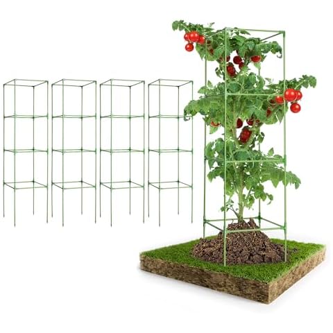 MAGGIFT Tomato Cage - 4Pack Tomatoes Plant Stakes Support Cages Trellis for Garden & Pots (4 Pack - Extra Tall) Cover