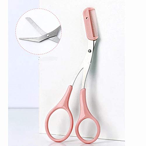Eyebrow Trimmer Scissor with Comb Facial Hair Removal Grooming Shaping Shaver Cosmetic Makeup Accessories (Blue Titanium Color)
