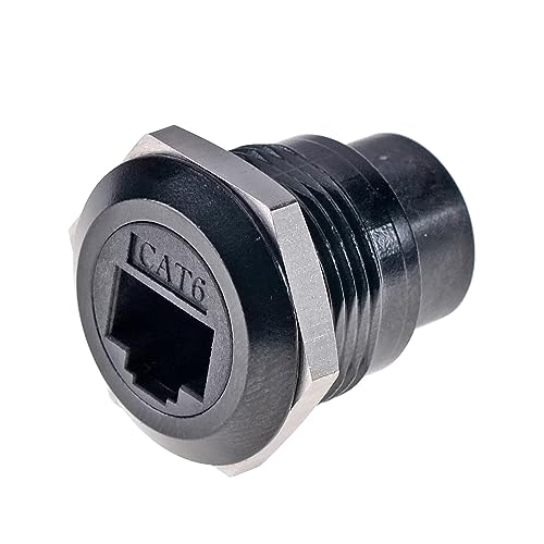 HangTon 2pack RJ45 Cat6 Panel Socket Coupler Ethernet Network Waterproof Circular Bulkhead Pass-Through Connector