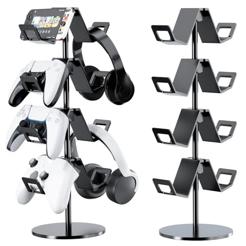 Karanava Controller Holder 4 Tier,Headphone Stand - Adjustable Headset Holder for Xbox PS5 PS...