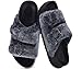 KuaiLu Women's Fluff Slippers Black Size 12, Plantar Fasciitis Arch Support Platform Slippers Ladies Fashion Open Toe Faux Fur Sliders House Slipper