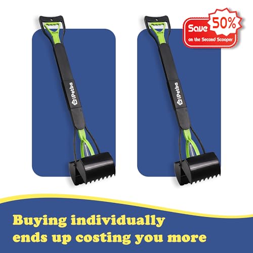 Image of Large Dog Pooper Scooper for Yard, 32 inch Long Handle, 2-Pack | No Bending Save Back, Heavy Duty, Powerful Jaw Grip, One-Hand Operation, Mess-Free Pickup for Grass Gravel Concrete