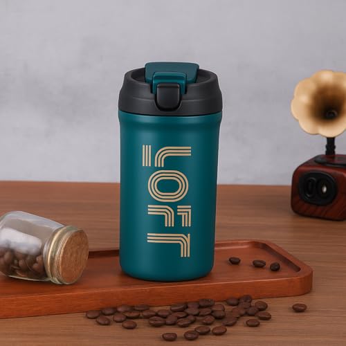Image of Insulated Coffee Tumbler 600ML - Green | Stainless Steel Vacuum Travel Mug with Lid | Double Wall Leak Proof Thermal Cup for Hot & Cold Drinks | Reusable Office, Home & Car Use