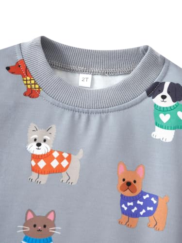 Image of Akyzic Boys Sweatshirts Cotton Long Sleeve Crewneck Pullover Toddler Kids Winter Warm Shirt Sweater Tops 3t-8t