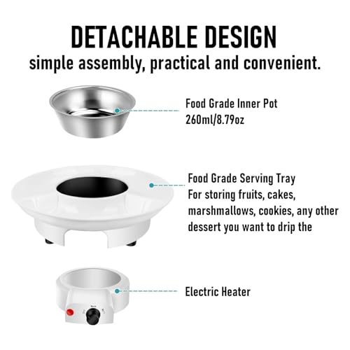 Set eléctrico de fondue para chocolate 25W con 10 tenedores miniatura 6