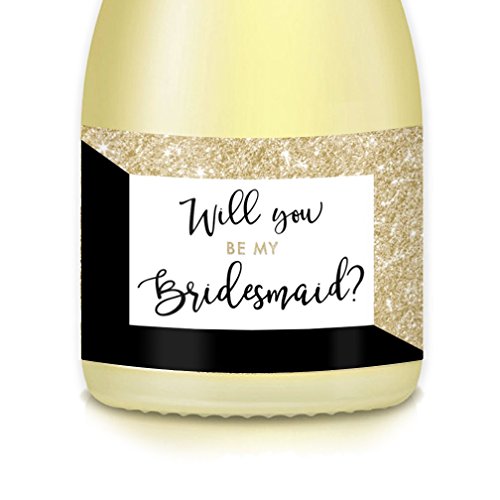 Bride Wedding Party Proposal, Set of 10 Stickers for MINI CHAMPAGNE BOTTLES Ask