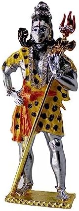 Miniatura 3 de Metal Lord Shiva Ídolo de pie con estatua de Trishul tablero de instrumentos de coche, templo de exhibición decoración de oficina en casa